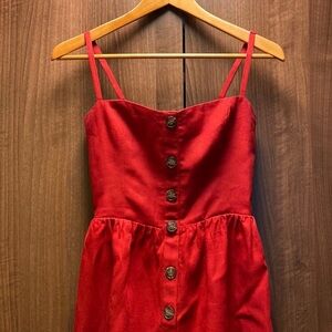 Reformation linen Scarlet Button-Front Midi Dress